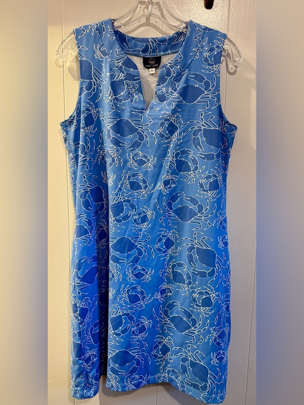 Sailor Sailor Sleeveless Blue Crab-Print Mini Dress